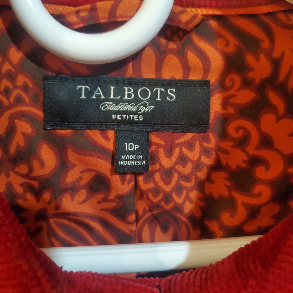 Talbotd Red Curdoroy Jacket Blazer Holiday Christmas Preppy Size 10P - Picture 3 of 8